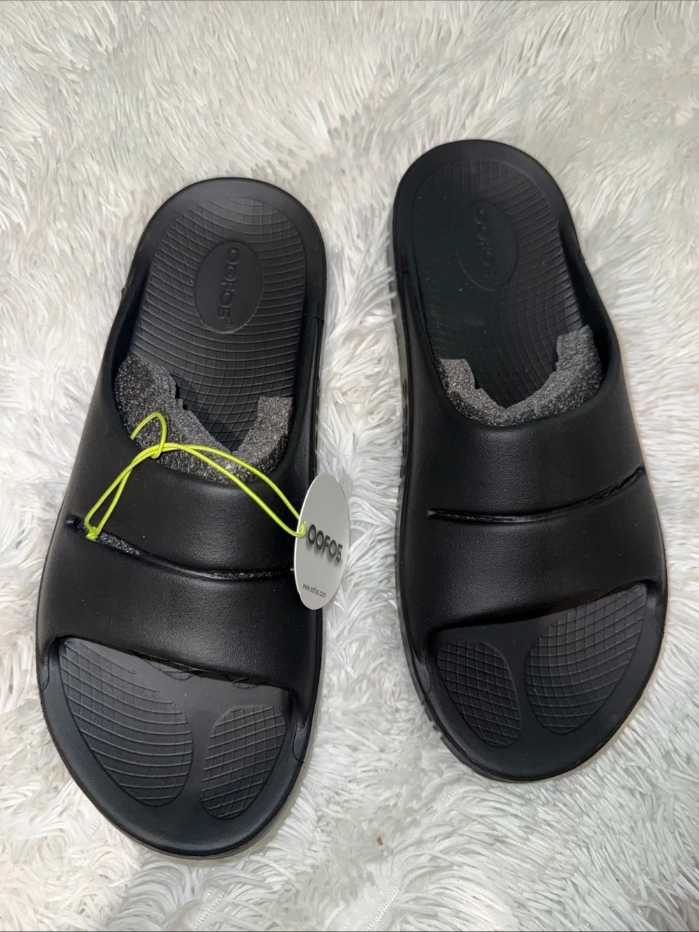 OOFOS Black Slide Sandal
